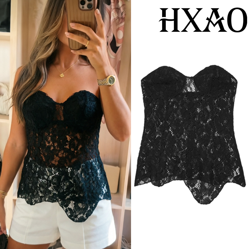 Strapless Bra Backless - HXAO Korsett-Tube-Top für Damen, trägerloses schwarzes