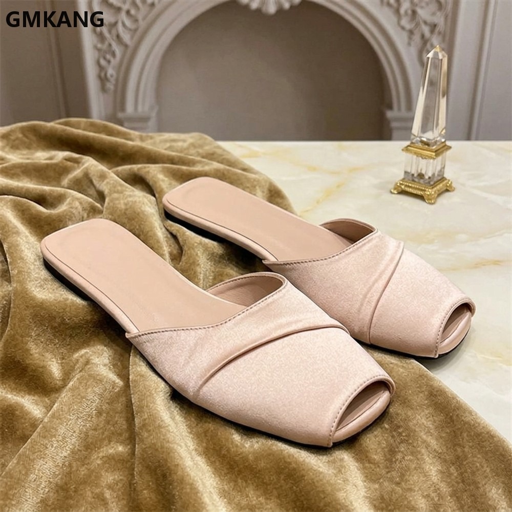 Slip Dress Satin - GMKANG Damen Satin-Sandalen mit eckiger Zehenpartie,