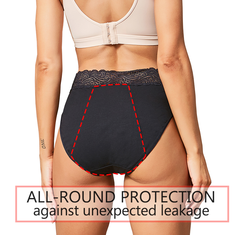 Period Panty Absorbent - Baumwollbequeme, umweltfreundliche, 4-lagige, auslaufsichere, saugfähige Damen-Periodenunterwäsche,