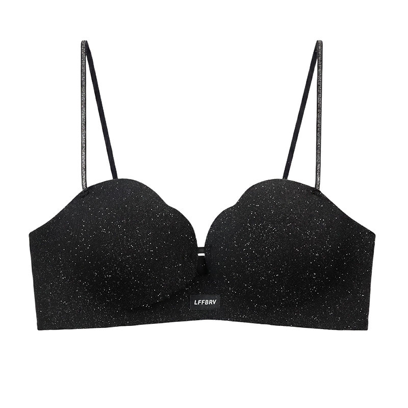 Bralette Wireless Soft - Neu eingetroffen: Glitzer-Push-up-BH, kabellos, mit Blütenblatt-Cups,