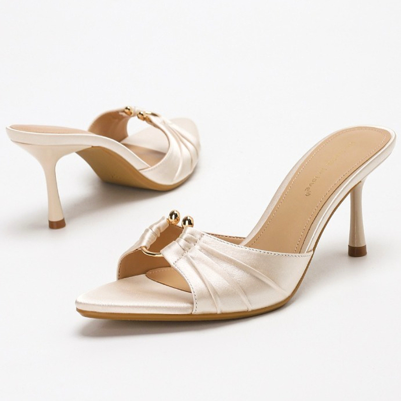 Slip Dress Satin - Plissee Metall Ring Satin Elegante Dünne